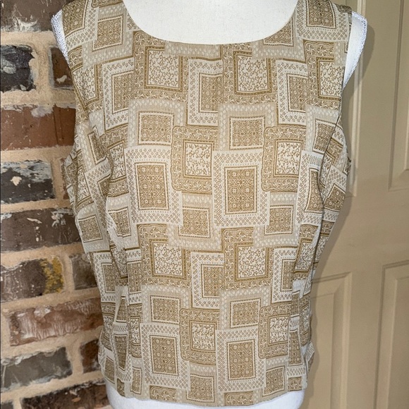 Vintage Mable High Fashion Italian Designer Tan Sleeveless Top Italian 42 US 6 - Picture 1 of 9